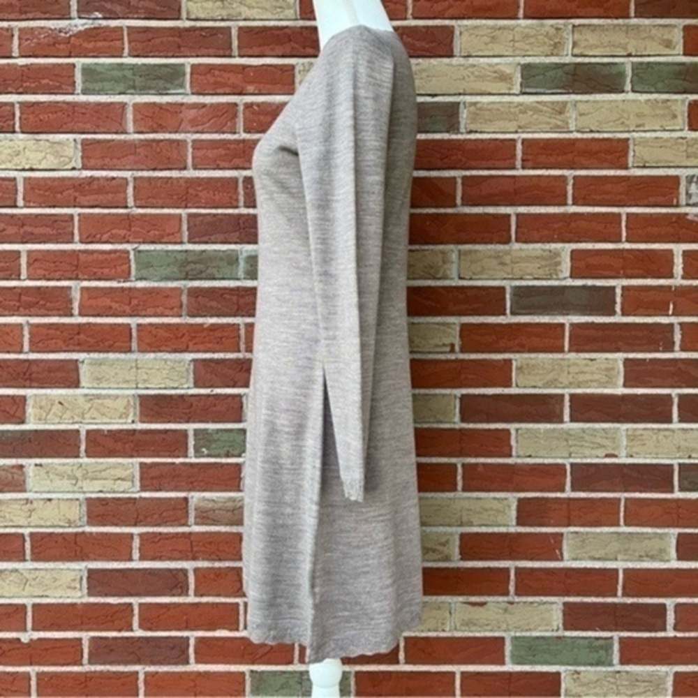 Tahari Merino Wool NWT Long Sleeve Brown White Sweater Dress 👗 - Picture 5 of 11